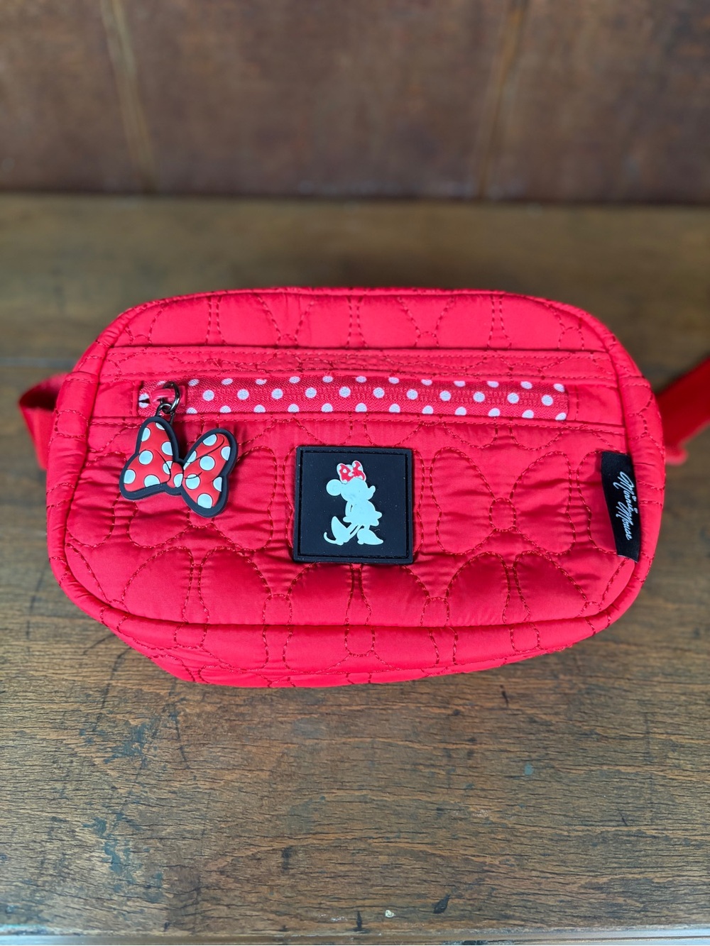 Disney Parks Red Minnie Mouse Quilted Crossbody Bag w/ Polka Dot Accents